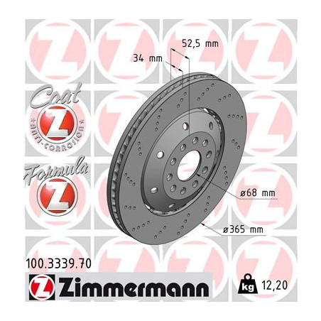 Jeu de 2 disques de frein ZIMMERMANN