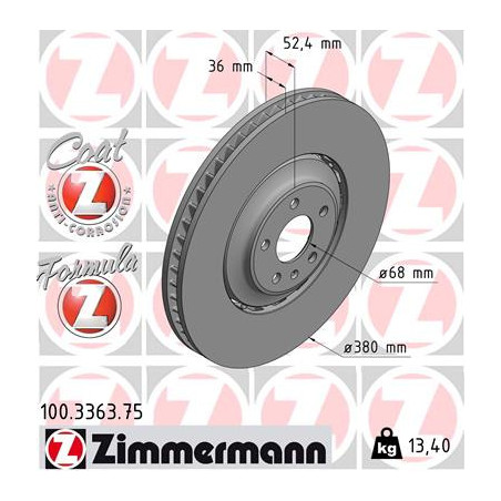 Jeu de 2 disques de frein ZIMMERMANN