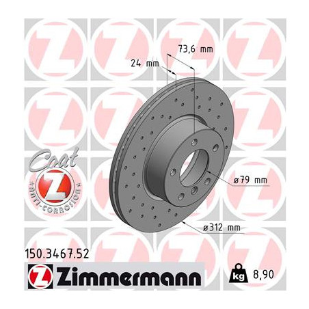 Jeu de 2 disques de frein ZIMMERMANN