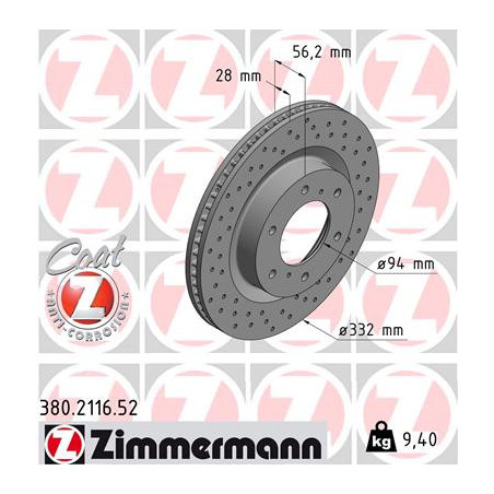 Jeu de 2 disques de frein ZIMMERMANN