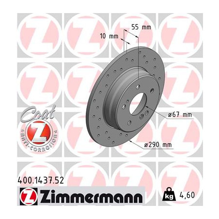 Jeu de 2 disques de frein ZIMMERMANN