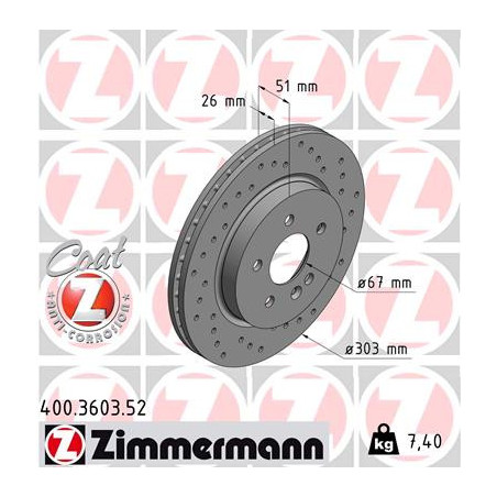 Jeu de 2 disques de frein ZIMMERMANN