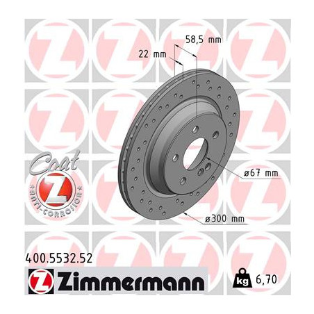 Jeu de 2 disques de frein ZIMMERMANN