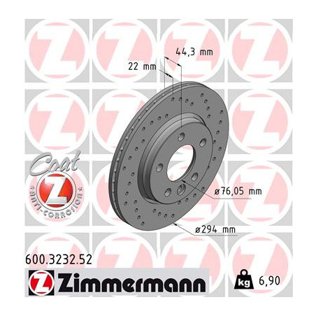 Jeu de 2 disques de frein ZIMMERMANN