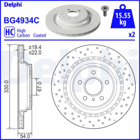 Jeu de 2 disques de frein DELPHI