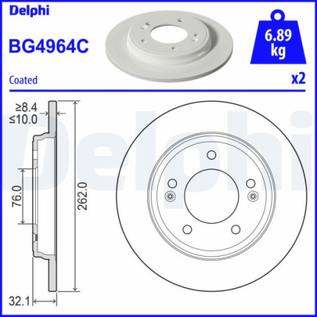 Jeu de 2 disques de frein DELPHI