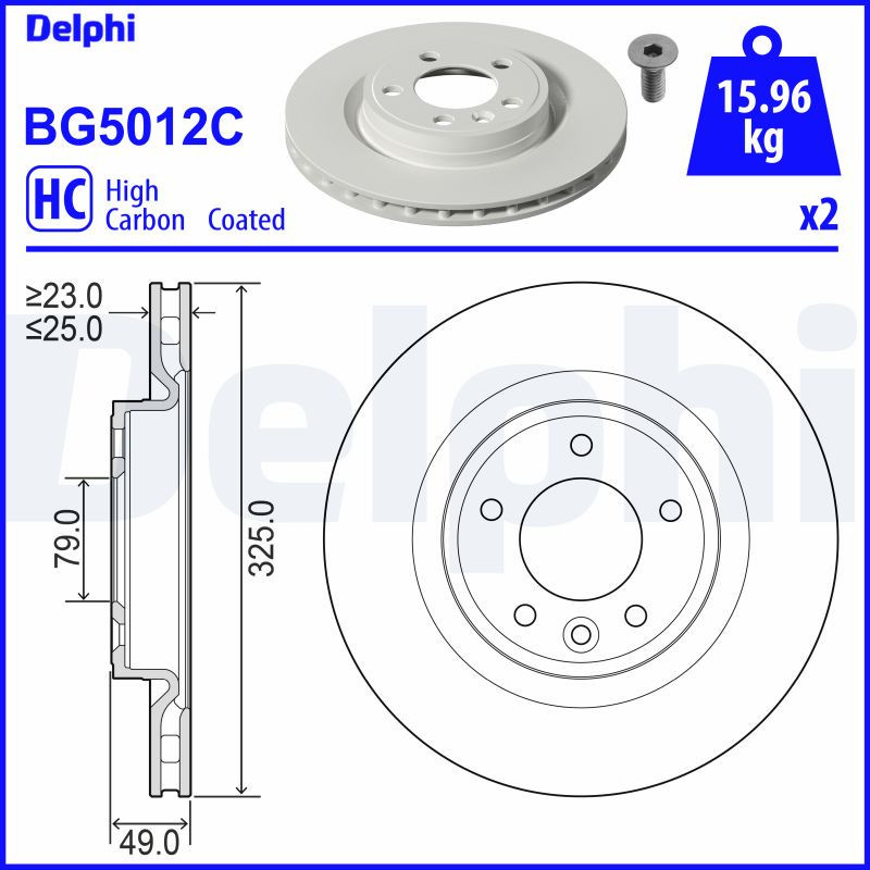 Jeu de 2 disques de frein DELPHI