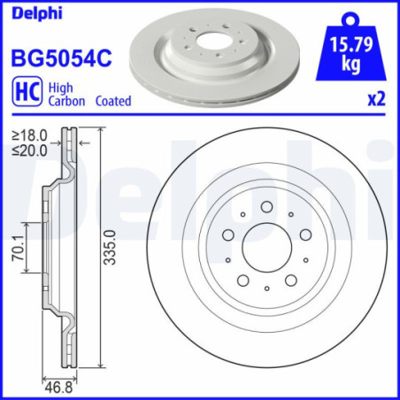 Jeu de 2 disques de frein DELPHI