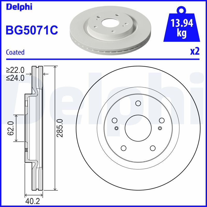 Jeu de 2 disques de frein DELPHI