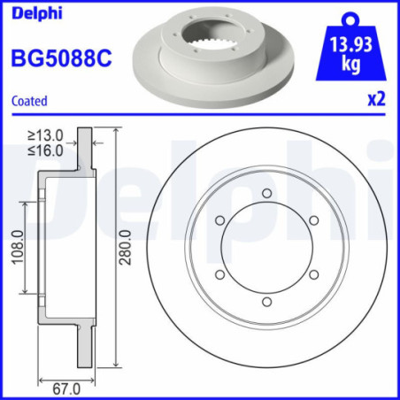 Jeu de 2 disques de frein DELPHI