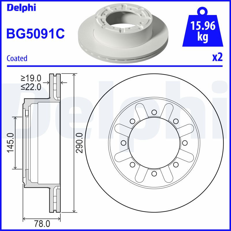 Jeu de 2 disques de frein DELPHI