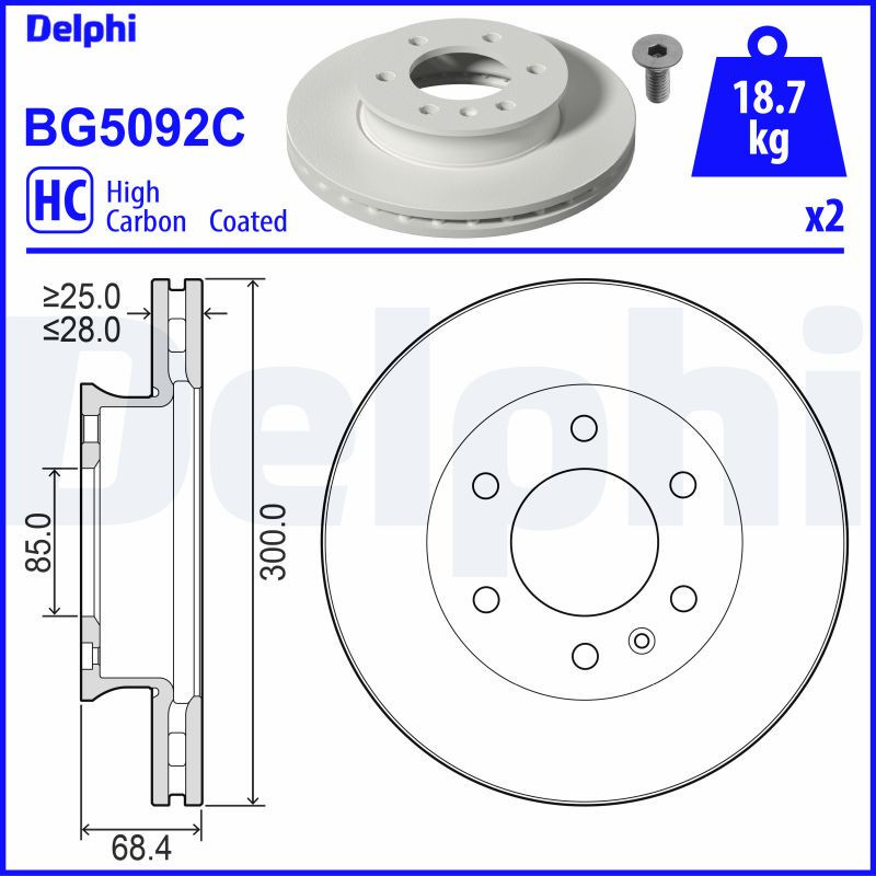 Jeu de 2 disques de frein DELPHI