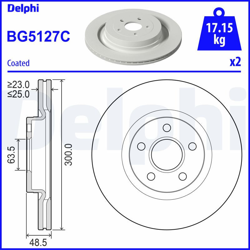 Jeu de 2 disques de frein DELPHI