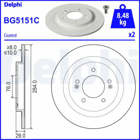 Jeu de 2 disques de frein DELPHI