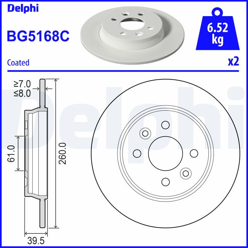 Jeu de 2 disques de frein DELPHI