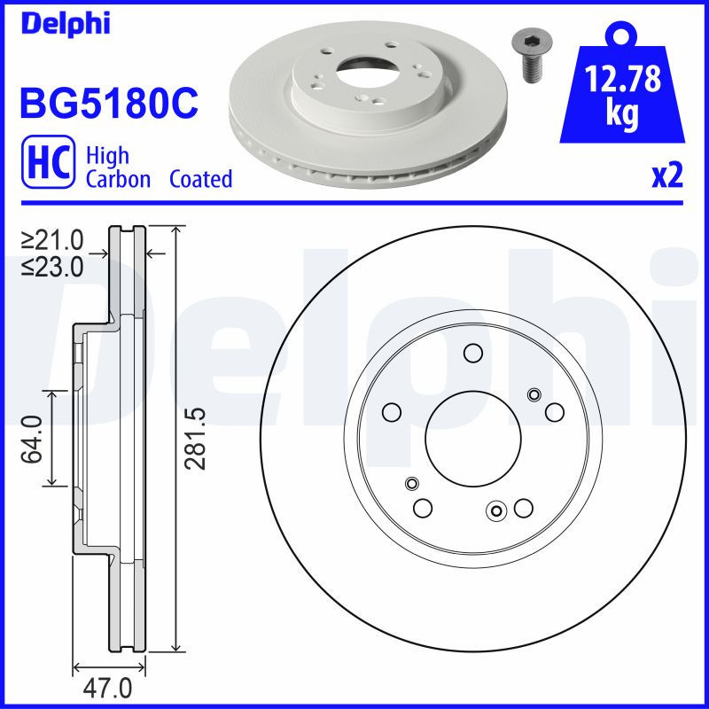 Jeu de 2 disques de frein DELPHI