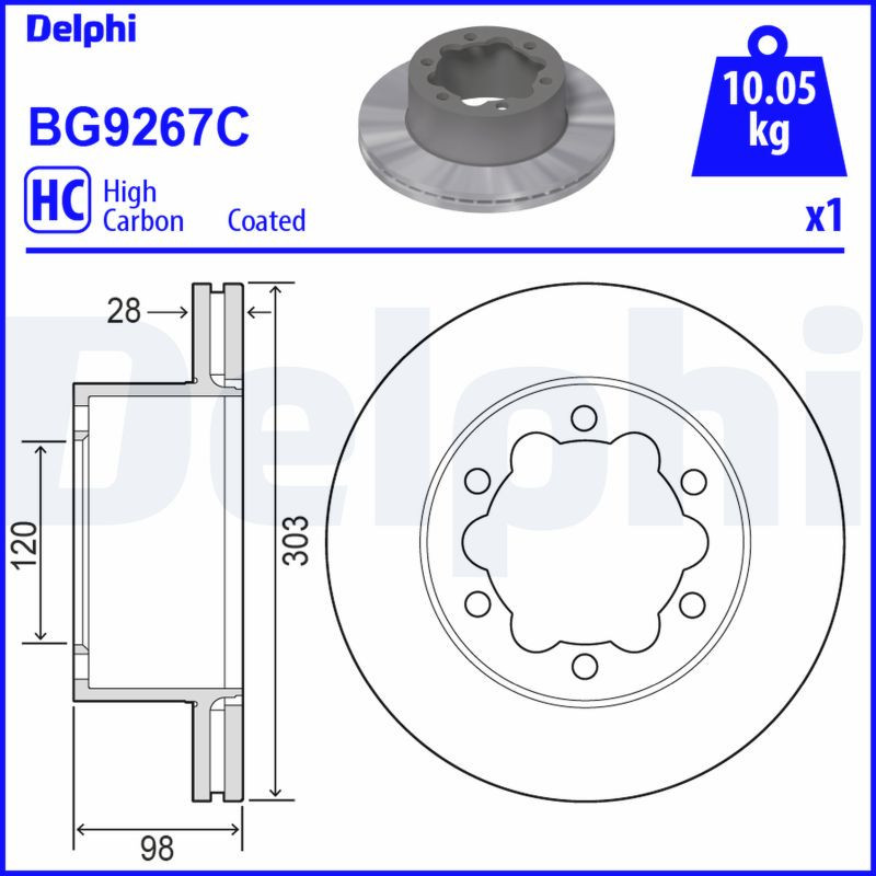 Jeu de 2 disques de frein DELPHI