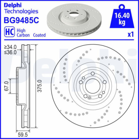 Jeu de 2 disques de frein DELPHI