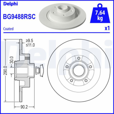 Jeu de 2 disques de frein DELPHI