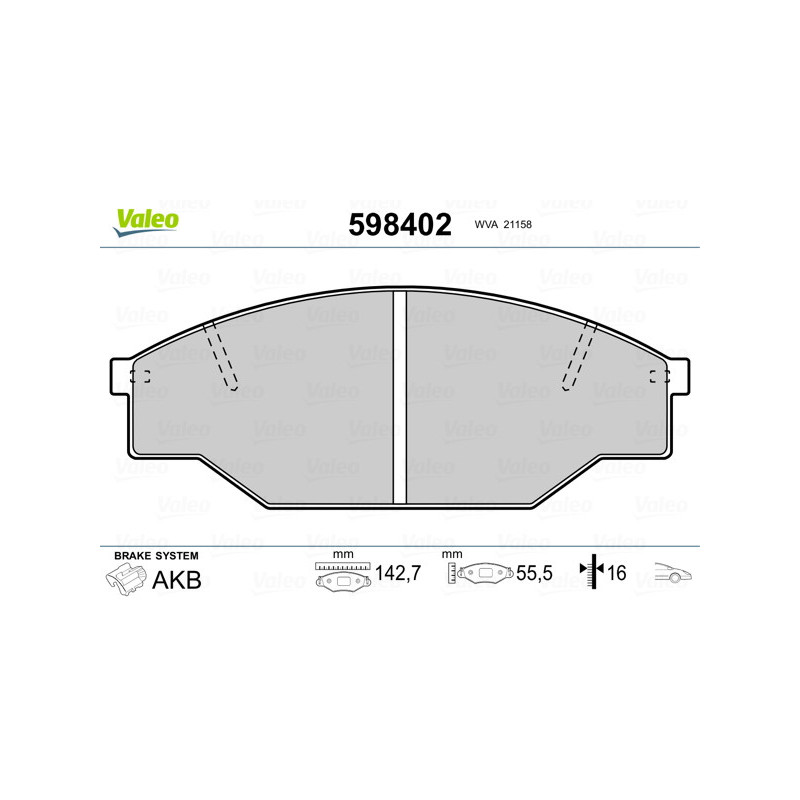 Jeu de quatre plaquettes de frein à disque VALEO