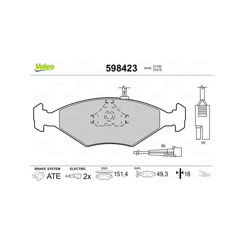 Jeu de quatre plaquettes de frein à disque VALEO