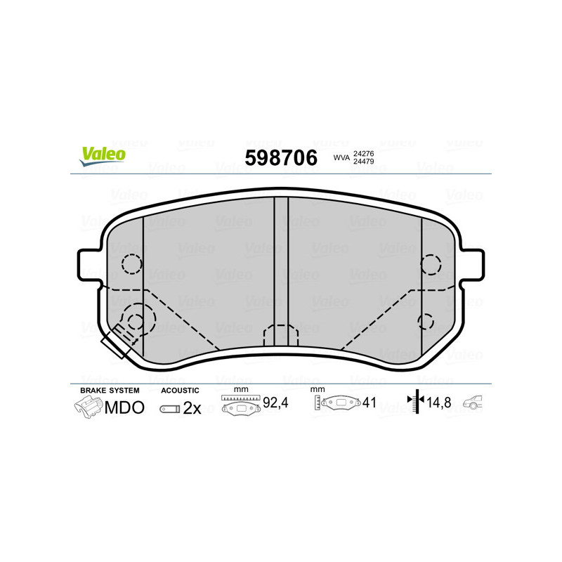 Jeu de quatre plaquettes de frein à disque VALEO