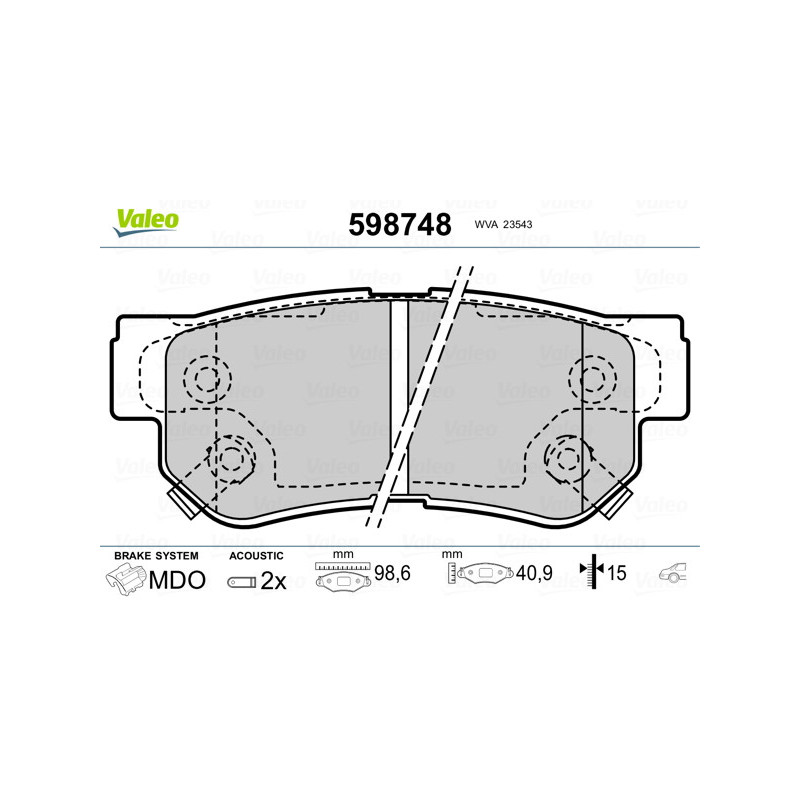 Jeu de quatre plaquettes de frein à disque VALEO