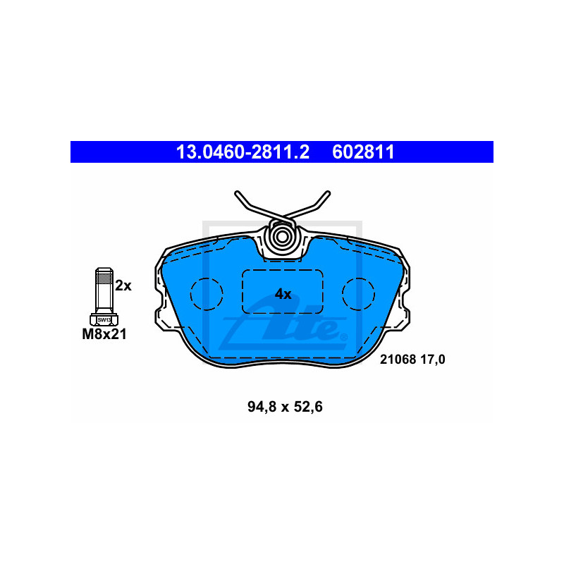 Jeu de quatre plaquettes de frein à disque ATE