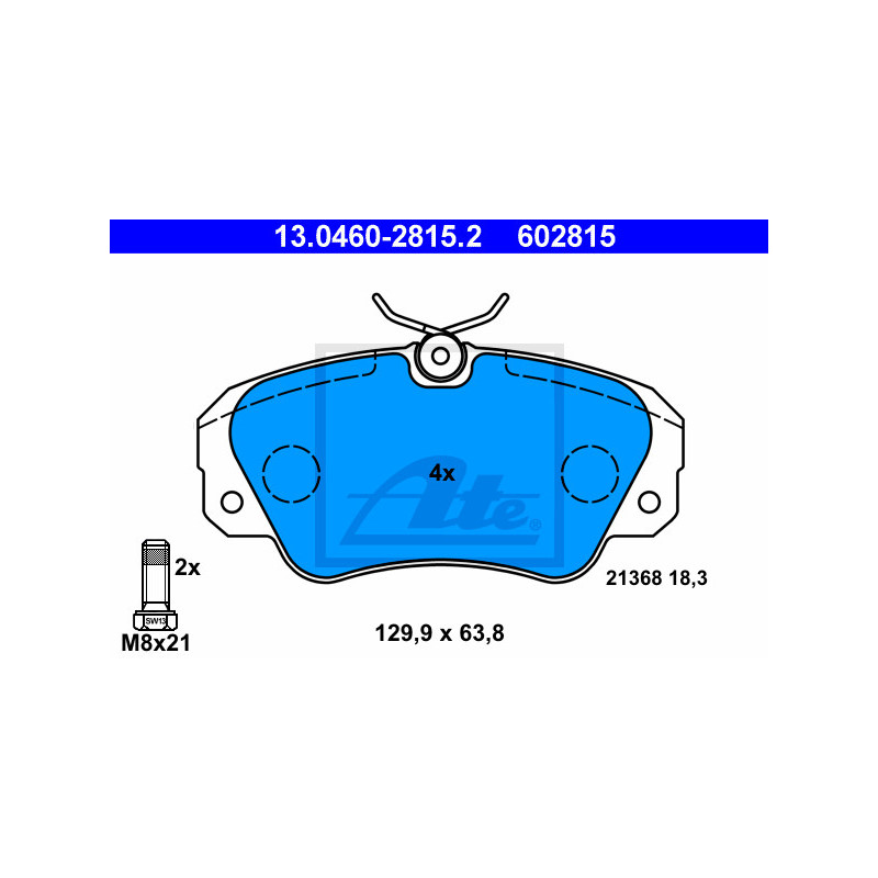 Jeu de quatre plaquettes de frein à disque ATE