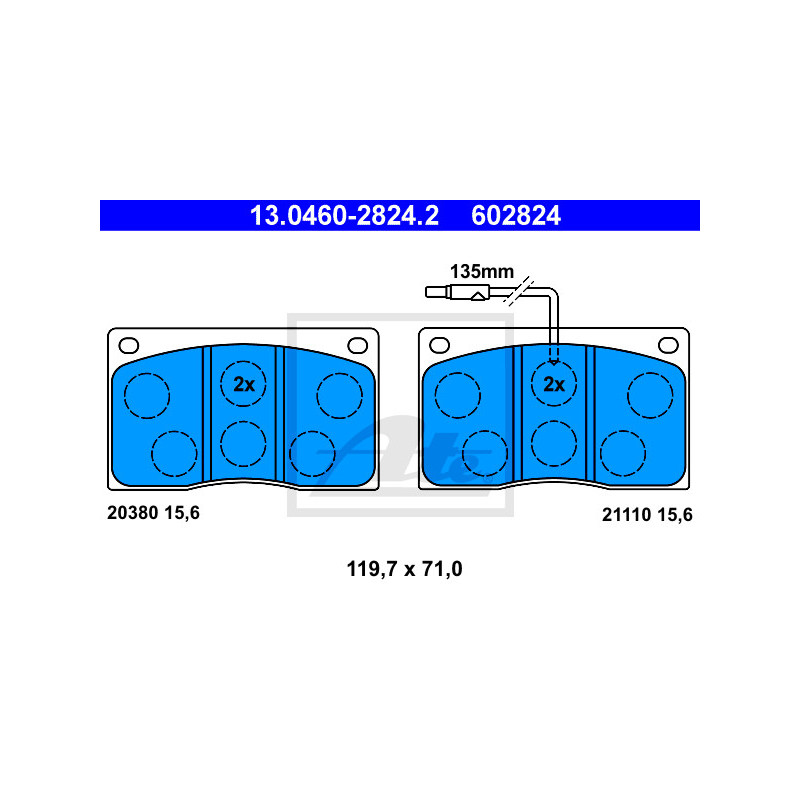 Jeu de quatre plaquettes de frein à disque ATE