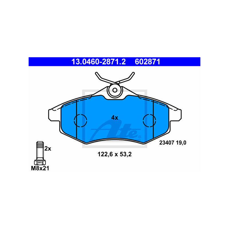 Jeu de quatre plaquettes de frein à disque ATE