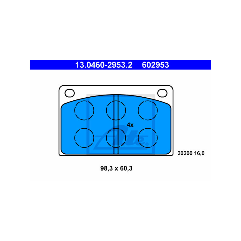 Jeu de quatre plaquettes de frein à disque ATE