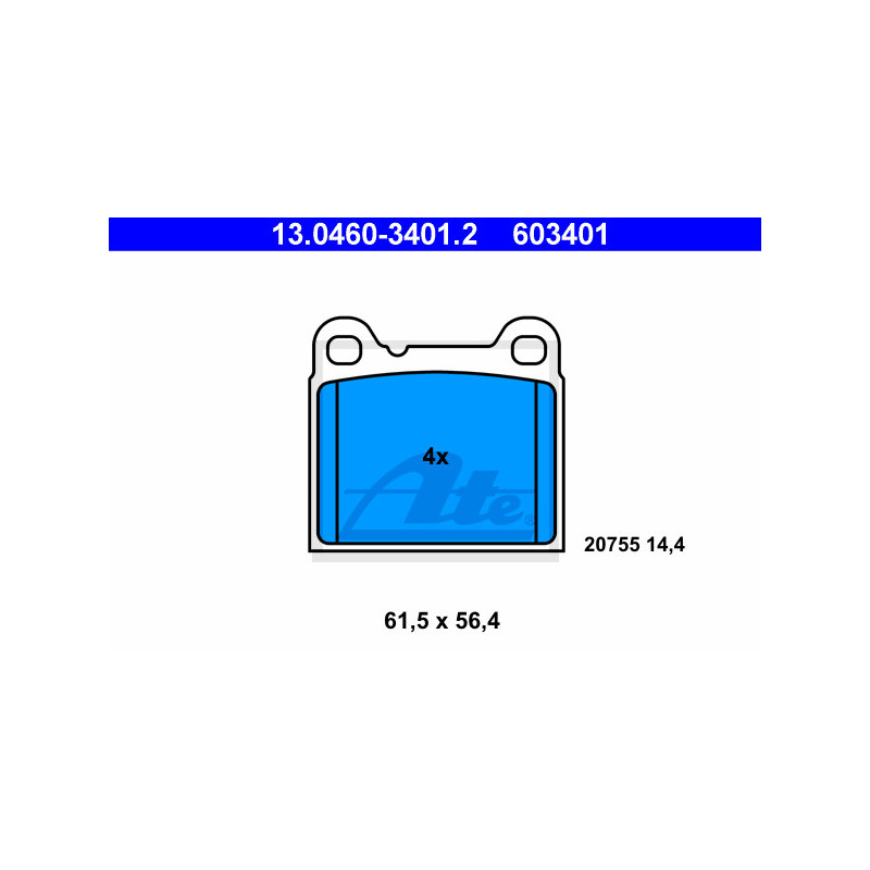 Jeu de quatre plaquettes de frein à disque ATE