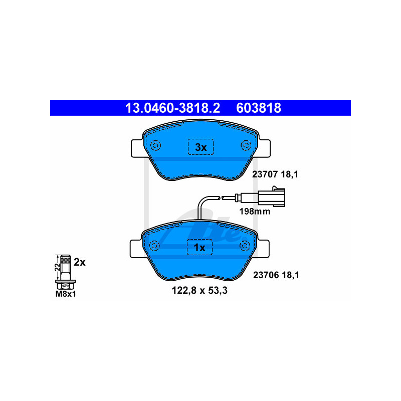 Jeu de quatre plaquettes de frein à disque ATE