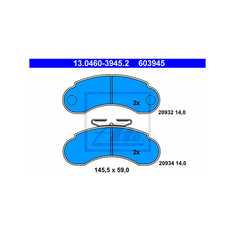 Jeu de quatre plaquettes de frein à disque ATE