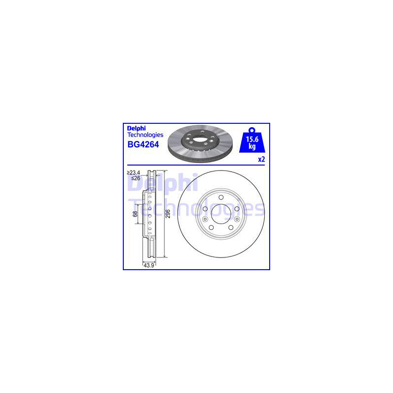 Jeu de 2 disques de frein DELPHI