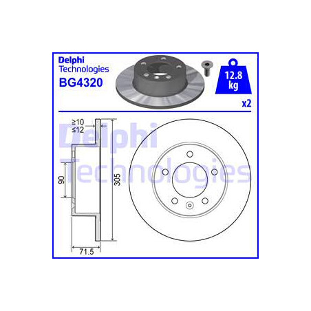 Jeu de 2 disques de frein DELPHI