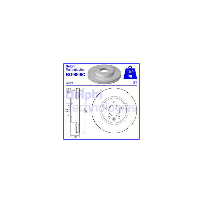 Jeu de 2 disques de frein DELPHI