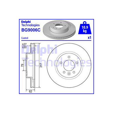 Jeu de 2 disques de frein DELPHI