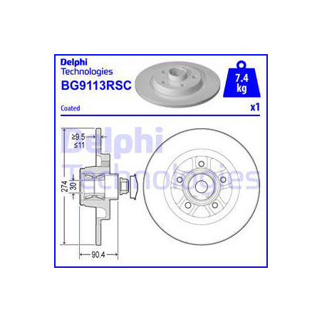 Jeu de 2 disques de frein DELPHI