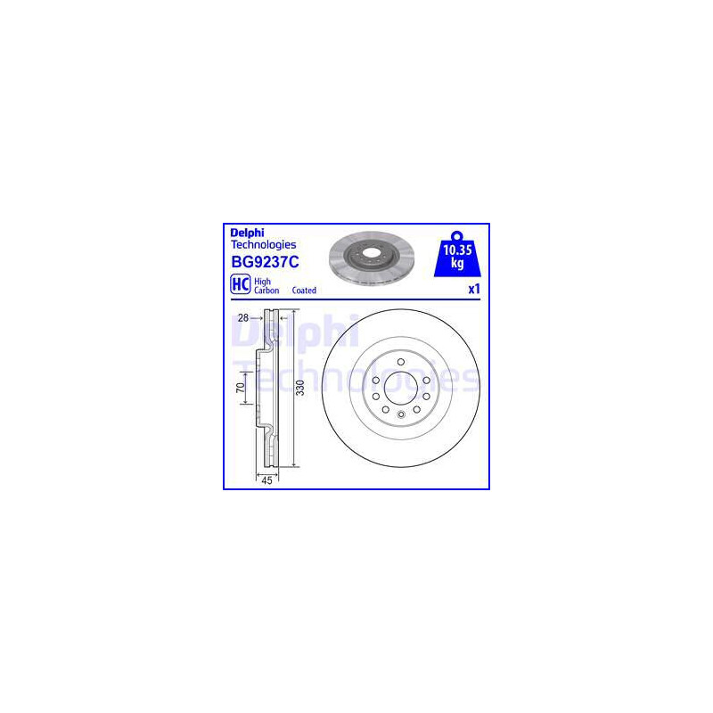 Jeu de 2 disques de frein DELPHI