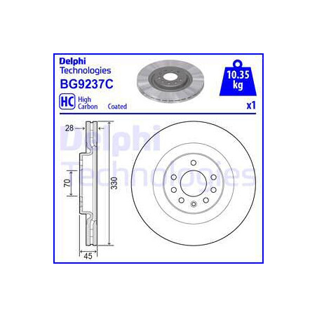 Jeu de 2 disques de frein DELPHI