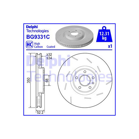 Jeu de 2 disques de frein DELPHI