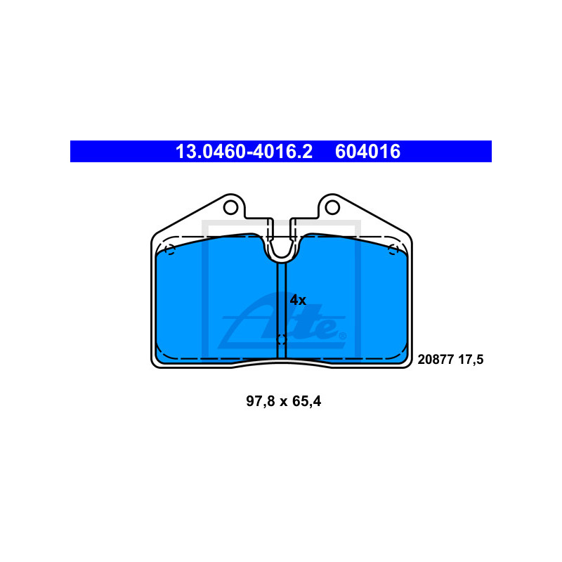 Jeu de quatre plaquettes de frein à disque ATE