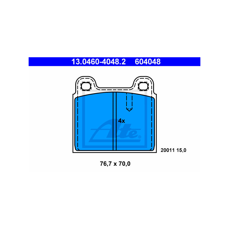 Jeu de quatre plaquettes de frein à disque ATE