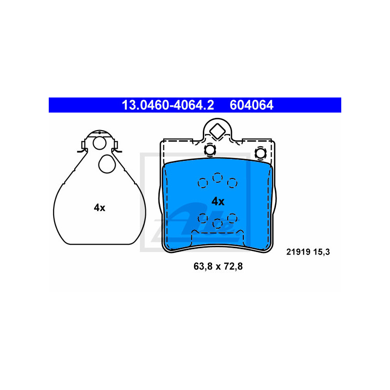 Jeu de quatre plaquettes de frein à disque ATE