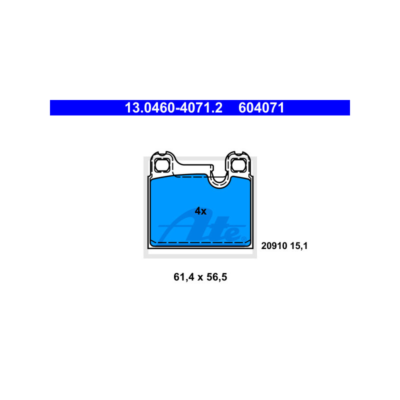 Jeu de quatre plaquettes de frein à disque ATE