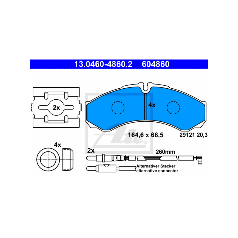 Jeu de quatre plaquettes de frein à disque ATE