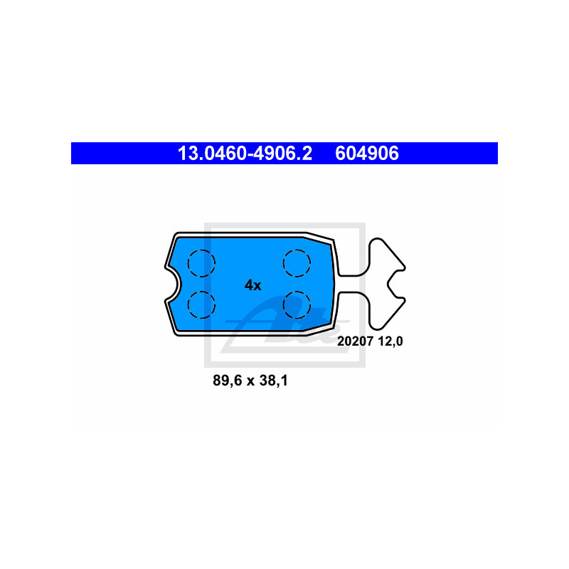 Jeu de quatre plaquettes de frein à disque ATE