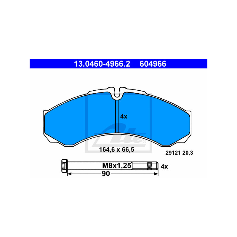 Jeu de quatre plaquettes de frein à disque ATE